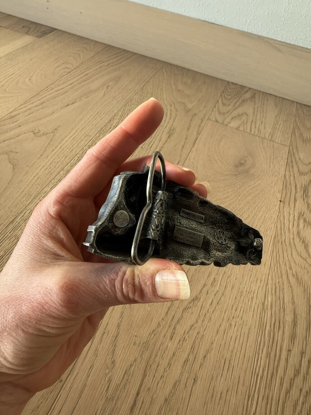 Vintage Train Engine Bergamot Brass Works Belt Buckle 1978 Sturdy Quality Silver - Picture 4 of 5